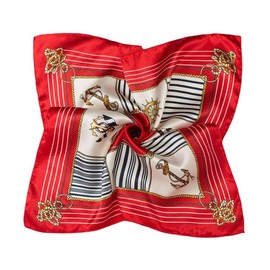Satin Scarf, 20 x 20 inches, Luxurious Accessory for Neck, Head or Handbag (Red Marine)