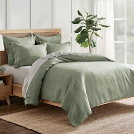 Levtex Home - 100% Linen - Twin Duvet Cover - Washed Linen - Desert Sage - Duvet Cover Size (66x88in.)