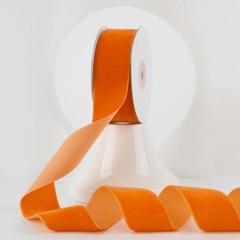 MEEDEE Orange Velvet Ribbon 1.5 Inch Single Face Nylon Velvet Ribbon 10 Yards Spool Bright Orange Velvet Ribbon for Christmas Tree, Gift Wrappig, Rustic Wreath, Velvet Bow, Hair Bows, Home Decor