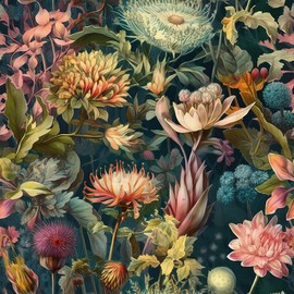 REDAMANCY Magical Forest Wildflowers Fantastic Flowers Plants Peel and Stick Wallpaper Stick on Contact Paper Vintage Wall Paper Easy Peel Off for nightstand Drawer Cabinet Renter