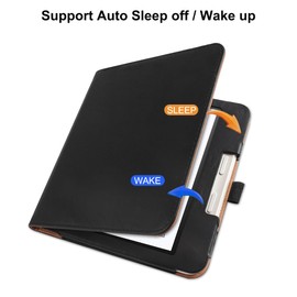 VOVIP Stand Case for 7 Inch Tolino Vision Colour (2024)/Vision 6 (2021) & Kobo Libra Colour (2024)/Libra 2 (2021), Premium PU Leather Stand Cover with Auto Sleep/Wake and Wrist Strap - Black