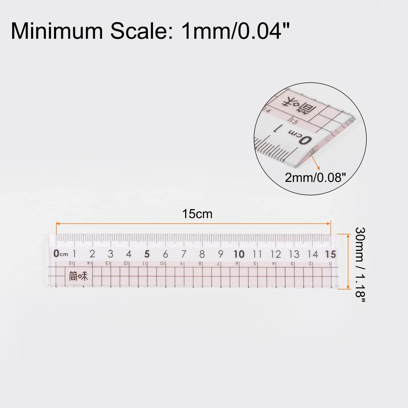 sourcing map 2pcs Straight Ruler 15cm Metric Clear Measuring Tool