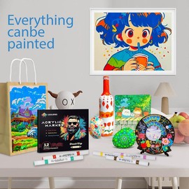 Paint Markers for Adult Student Coloring Books no Bleeding, Washable Dual Tip Acrylic Paint Pens for School Drawing, Rocks, DIY Crafts and Art Supplies, Fabric Marker, Suitable for Artists, Art Supplies,christmas gift ideas