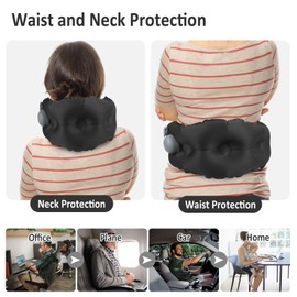 Guerity Inflatable Lumbar Pillow for Airplane Travel, Lumbar Support Pillow Inflatable Travel Pillows, Back support Pillow Lumbar Support Cushion for Office Chair Car (Black)