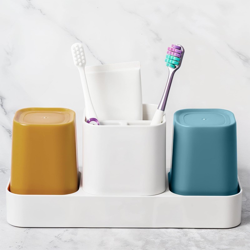 Toothbrush Holder for Bathroom, Bathroom Organizer Storage Set with 2