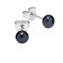 NKlaus Pair of Stud Earrings Peacock Pearl 925 Silver Tahiti Colour Cultured Pearl 4-8 mm Earrings, Silver