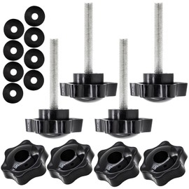 4 Set Replacement Arm Adjustment Knobs Rollator Walker Replacement Knobs Adjustment Bolts Drive Walker Replacement Parts, M6 Track Bolt Set T Track Bolts for Vive Mobility (Black)