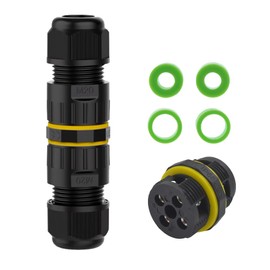 4 Pin IP68 Outdoor Waterproof Electrical Wire Connector for 5-12mm Wire Diameter, (Max 24A, 450V), 2 Way