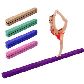 Giantex 7FT Folding Floor Balance Beam for Girls, Boys, Toddlers, Teens Sports Gymnastics Skill Performance Training Easy Storage (Purple)