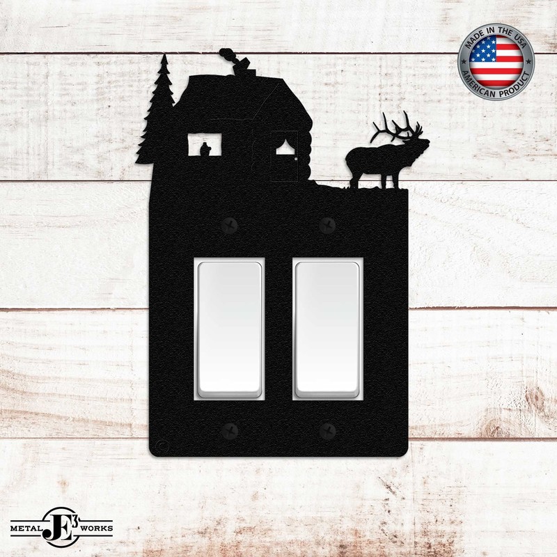 Elk & Cabin Double GFI Rocker Light Switch Plate Cover