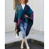 Bestshe Women's Boho Open Front Poncho Knitted Plaid Shawl Wrap