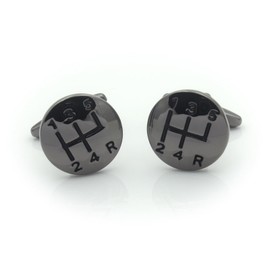 5-Speed Gear Stick Knob Gearshift Gun Black Cufflinks for Men, Stylish Automotive-Themed Shirt Accessory, Great Gift for Car Enthusiasts Cuff Links