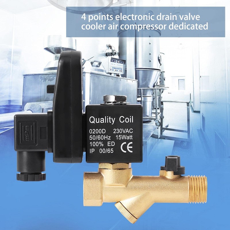 Automatic Drain Valve, G1/2 DN15 AC110V Automatic Electronic Timed Drain