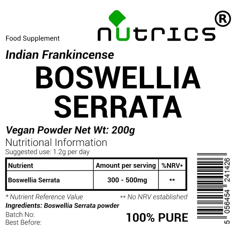 Nutrics® 200g BOSWELLIA SERRATA Powder Indian Frankincense Boswellic Acid -