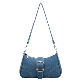 Denim Hobo Bag For Women Vintage Y2K Shoulder Crossbody Bags Underarm Purse, Retro Trendy Chain Satchel Clutch With Buckle (light blue)