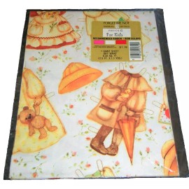 Paper Gift Wrap PAPER DOLL PAPERDOLL GIRL RAINCOAT DRESS NEW Sealed! Vtg 70's