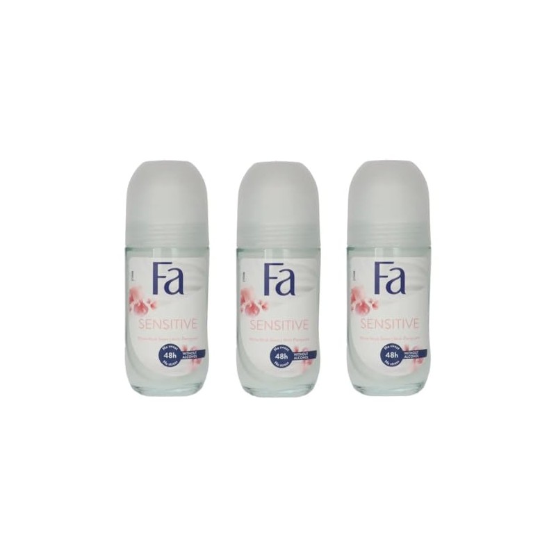 (Pack of 3 bottles)Invisible Sensitive Women's Roll On Anti-perspirant Deodorant