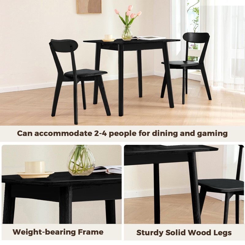 DELAVIN 29.5" Solid Wood Dining Table, Square Kitchen Desk, Modern
