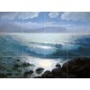 Moonlight Seascape Waves sea by Lionel Walden-Kahala Tile Mural Kitchen
