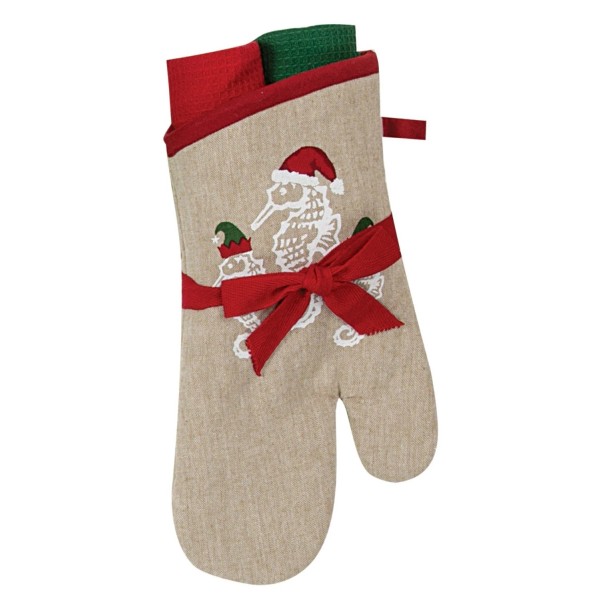 Kay Dee Santas Helpers Coastal Seahorses Oven Mitt and Kitchen