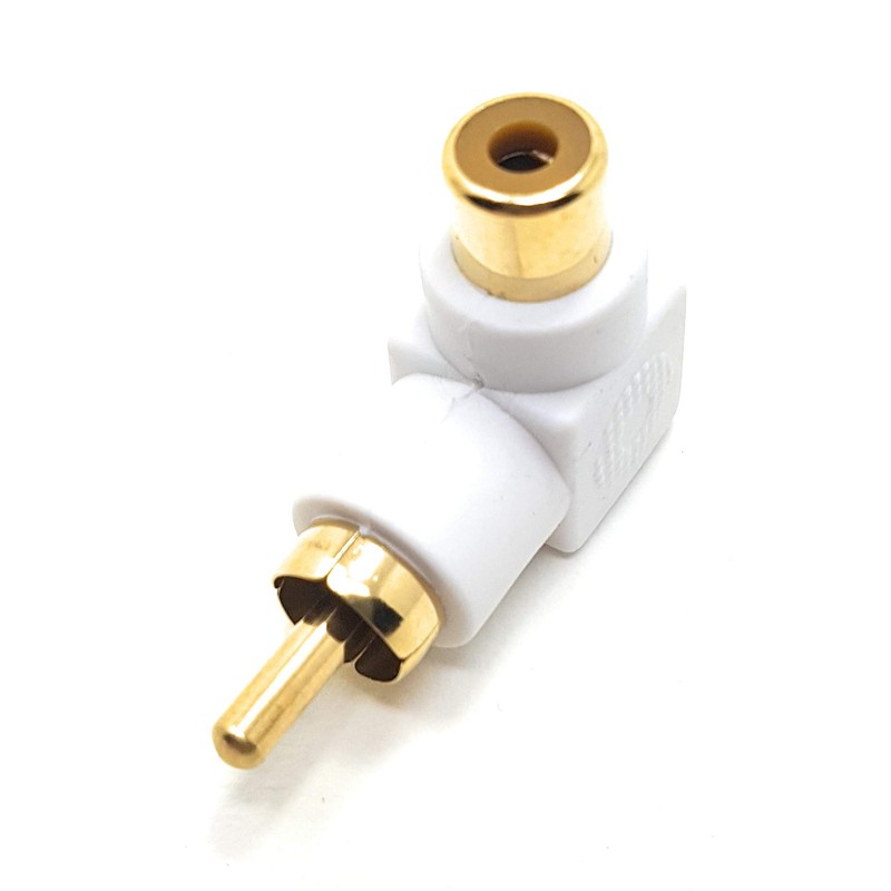 Maincore White Right Angle 90 Degree Single RCA Phono Male