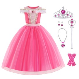 Foierp Aurora Princess Costume for Girls Sleeping Beauty Dress Up for Kids Deluxe Princess Fancy Dress with Accessories
