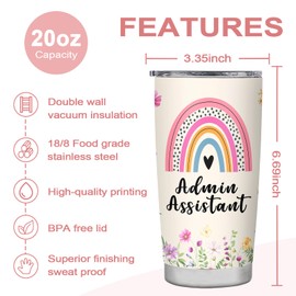 ZAHUOMUG Administrative Assistant Gifts Administrative Professional Day Birthday Retirement Appreciation for Admin Assistant Tumbler Mug Cup 20oz