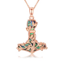 CUPENDA Thor Hammer Necklace Sterling Silver Mjolnir Tree of Life Viking Pendant Viking Jewellery Gifts for Women, Sterling Silver, No Gemstone