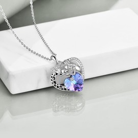 SHEAISRS Giraffe Necklace for Women 925 Sterling Silver With Crystal Giraffe Jewelry