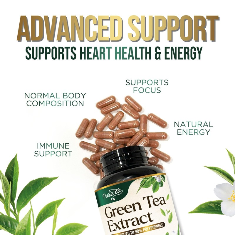 Green Tea Extract Pills 1000mg with EGCG for Heart Support