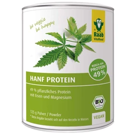 Raab Vitalfood Bio Hanfprotein-Pulver, vegan, gute Bioverfügbarkeit, Protein-Pulver mit 49% pflanzlichem Protein und Omega-3-Fettsäuren, Eiweiß-Pulver, Hanf-Mehl 1er Pack (1 x 125 g)