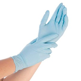 FRANZ MENSCH Hygonorm Safe Fit Nitrile Gloves, Powder-Free, Cardboard, White, 9/L, 24 cm, Dispenser Box (Pack of 200) Pack 8/M 24 cm Blue Dispenser Box (Pack of 100)