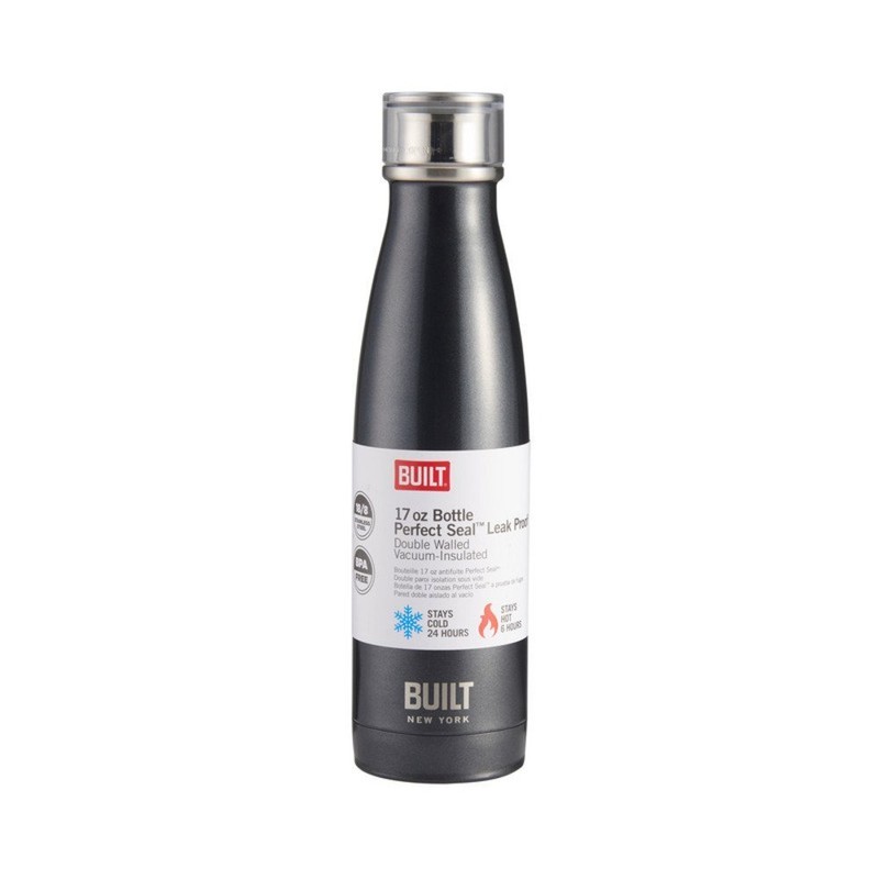 BUILT Tritan Double Wall Stainless Steel Vacuum Insulated, 17-Ounce, CHARCOAL