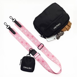 Daizzy Gear Stylish Dog Walking Bag – Pink Blushing Love Crossbody with Waterproof Treat Pouch & Hidden Poop Waste Dispenser – Adjustable Bag for Dog Moms & Training