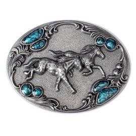 Vintage Horse Belt Buckle Western Cowboy Native American Motorcyclist (HRS-07)