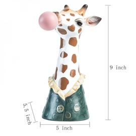 Resin Animal Head Vase, Blowing Bubbles Creative Vase, Home Living Room Table Decoration (No Plants) - Giraffe