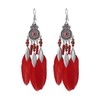 Red fashion round bohemian long feather earrings