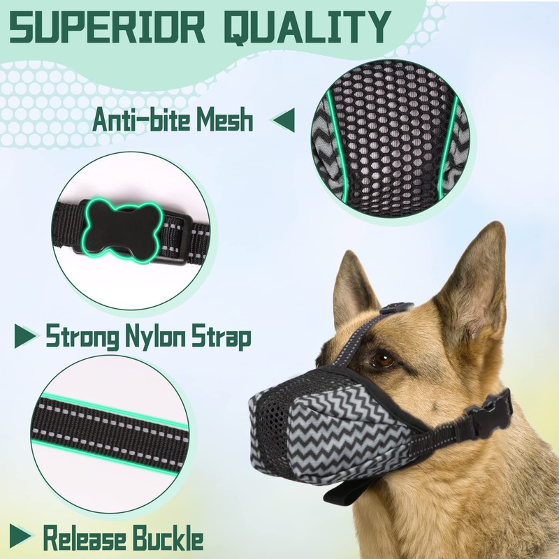 Dog Muzzle, Air Mesh Breathable Muzzle for Medium Large Sized