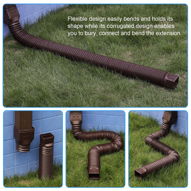 plusgutter Brown 1-Pack Rain Gutter Downspout Extensions Flexible, Drain Downspout