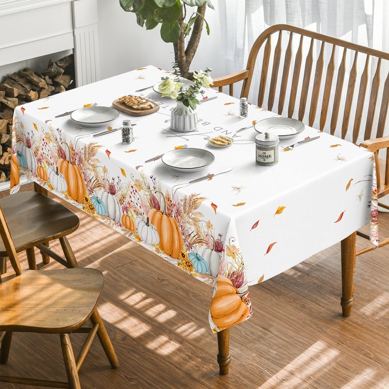Horaldaily Fall Tablecloth 150x260 Centimetre Rectangular, Thanksgiving Autumn Harvest Pumpkin