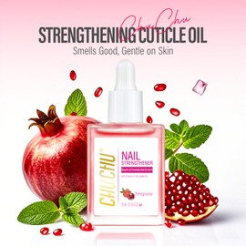CHUCHU Nail Growth and Strengthener - Pomegranate Scent Nail Repair Moisturizing Treatment - Natural Jojoba Vitamin B & E Cuticle Oil for Dry Cracked Nails