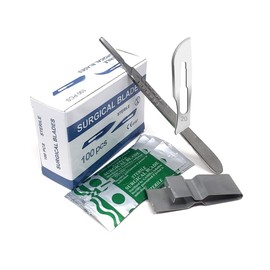 Surgical Sterile Blades #20 Box of 100 Made of High Carbon Steel & Stainless Steel Scalpel Handle Knife #4 Graduated for Lab Anatomy, Cutting, Med Student, Carving, Repairing With Blade Remover