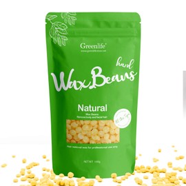 GreenLife® 100g/0.22lb Hard Wax Beads, Hard Wax Beans Hair Removal, Painless Waxing Bean Home wax Kit for Facial, Legs, Arms, Body, Bikini, Brazilian Pearl Depilatory, Hot Wax for Women and Men (100g Bagged, Honey)
