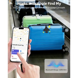 Luggage Tags for Suitcases, Works with Apple Find My, International Airplane Travel Essentials, Air Tracker Tags, Smart Bluetooth Tracker for Luggage, Backpack and More, Rechargeable, Classic Black