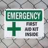 First Aid Kit Inside OSHA Emergency Aluminum Sign 18 Inch