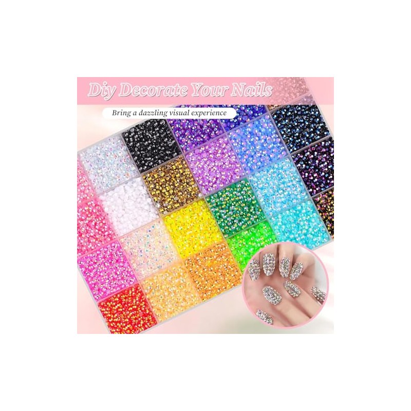 Bedazzling Kit Diamantes para Pegar, 24000pcs Brillantes Decoración de uñas