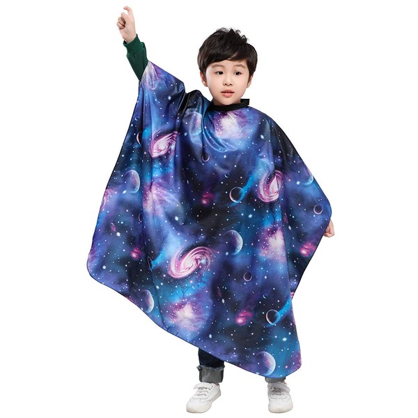 Kids Haircut Barber Cape Cover for Hair Cutting,Styling and Shampoo - Space Starry Sky Printing