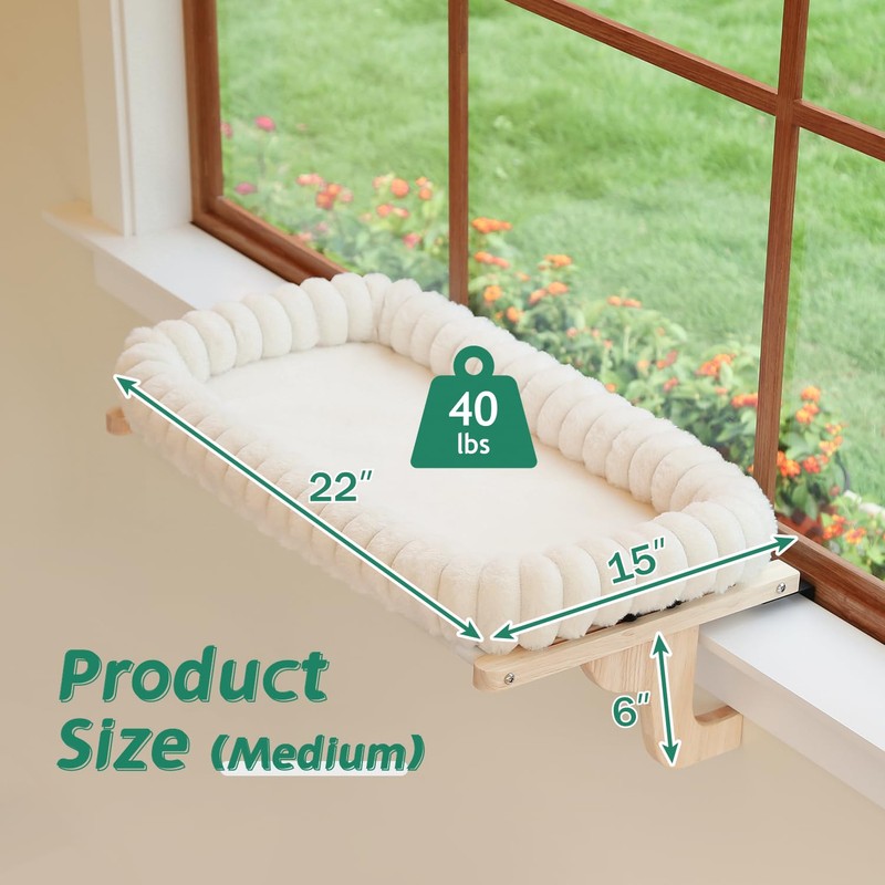 Zakkart SnugCloud Cat Window Perch with 4-Sided Bolster - Orthopedic