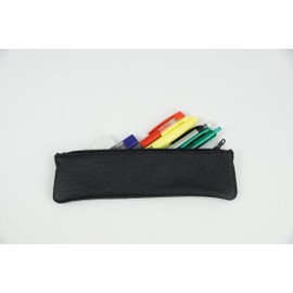 TimeTEX - Expanding Pencil Case | Buffalo Leather Pencil Case for A4 and A5 School Planners and Books | Dimensions: 21 x 5.5 cm | Colour: Black