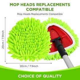 Baderke 3 Pack Chenille Mop Heads Replacements Compatible with 1 Tank System Chenille Duster Replacement Heads Microfiber Spin Mop Refill Pads Reusable Dust Refills for Floor Cleaning (Green)